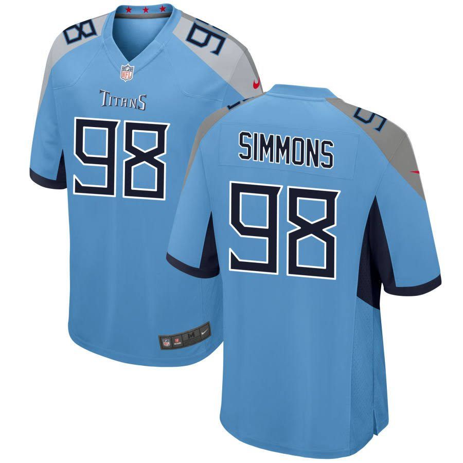 Men Tennessee Titans 98 Jeffery Simmons Nike Light Blue Game NFL Jersey